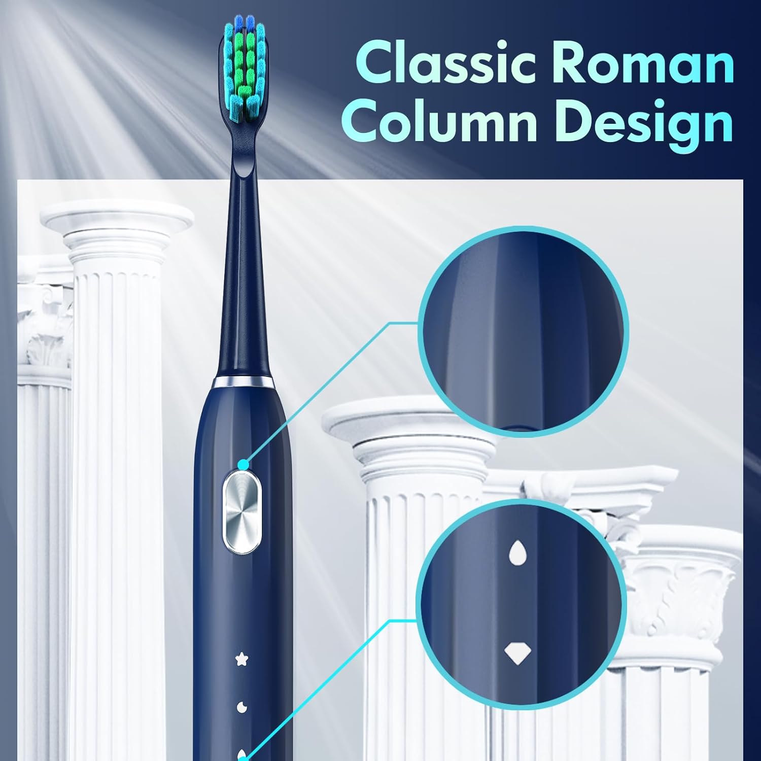 DADA-TECH Electric Toothbrush for Adults and Kids (Blue)