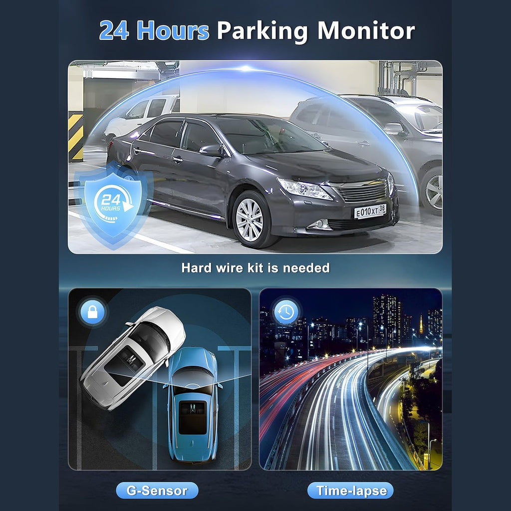 CHORTAU Dash Cam Front and Rear, 4k+1080P WiFi Dual Dash Cam with APP, 3’’ IPS Dash Camera for Cars with Free 64GB Card, Dashboard Camera with Night Vision, 24/7 Parking Monitor, WDR, Loop Recording
