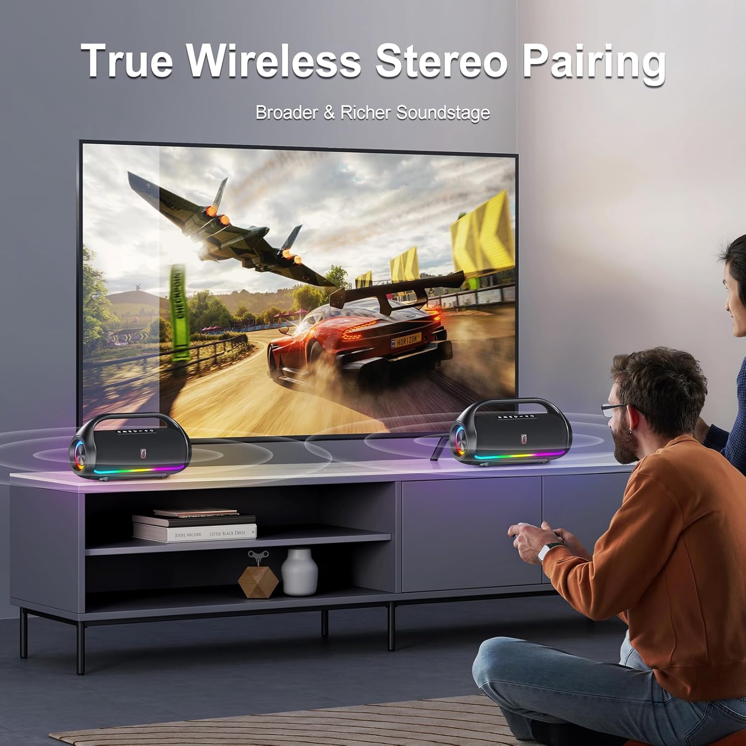 JYX Portable Bluetooth Speaker Wireless: IPX5 Waterproof Speaker Boom Music Box with Disco Light for Indoor Outdoor Parties, Powerful Bass Stereo Sound Loud Speaker Support USB/TF Card/AUX/FM/Rec