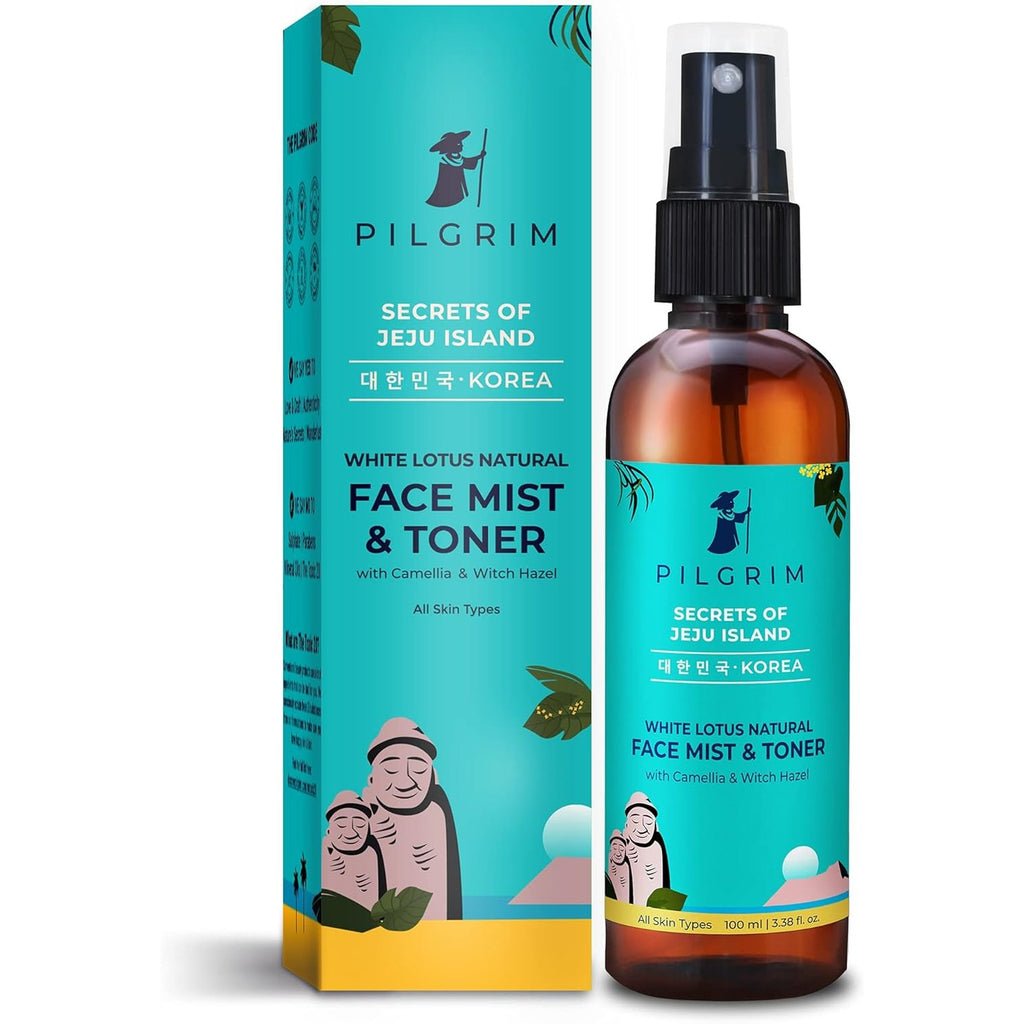 Pilgrim Korean Beauty White Lotus Refreshing Face Mist & Toner | Toner for glowing skin | Alcohol-Free Mist & toner for open pores Tightening | Korean skin care products | Women & Men | 100 ml