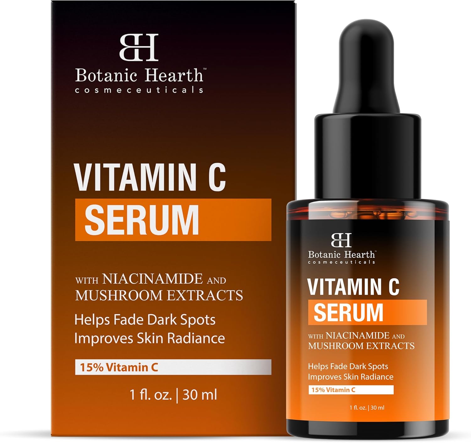Botanic Hearth 15% Vitamin C Face Serum with Niacinamide, Hyaluronic Acid, Allantoin, Cica, Ferulic Acid & Vitamin E | Targets Dark Spots, Sun Damage, Wrinkles to Brighten & Even Tone Skin| 1fl oz