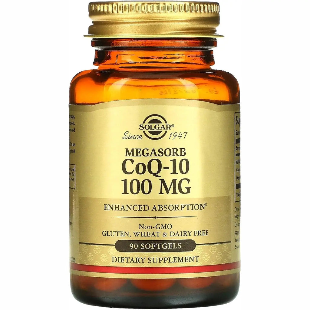 Solgar Megasorb CoQ-10 100 mg, 90 Softgels - Supports Healthy Aging - Coenzyme Q10 Supplement - Enhanced Absorption - Non-GMO, Gluten Free, Dairy Free - 90 Servings