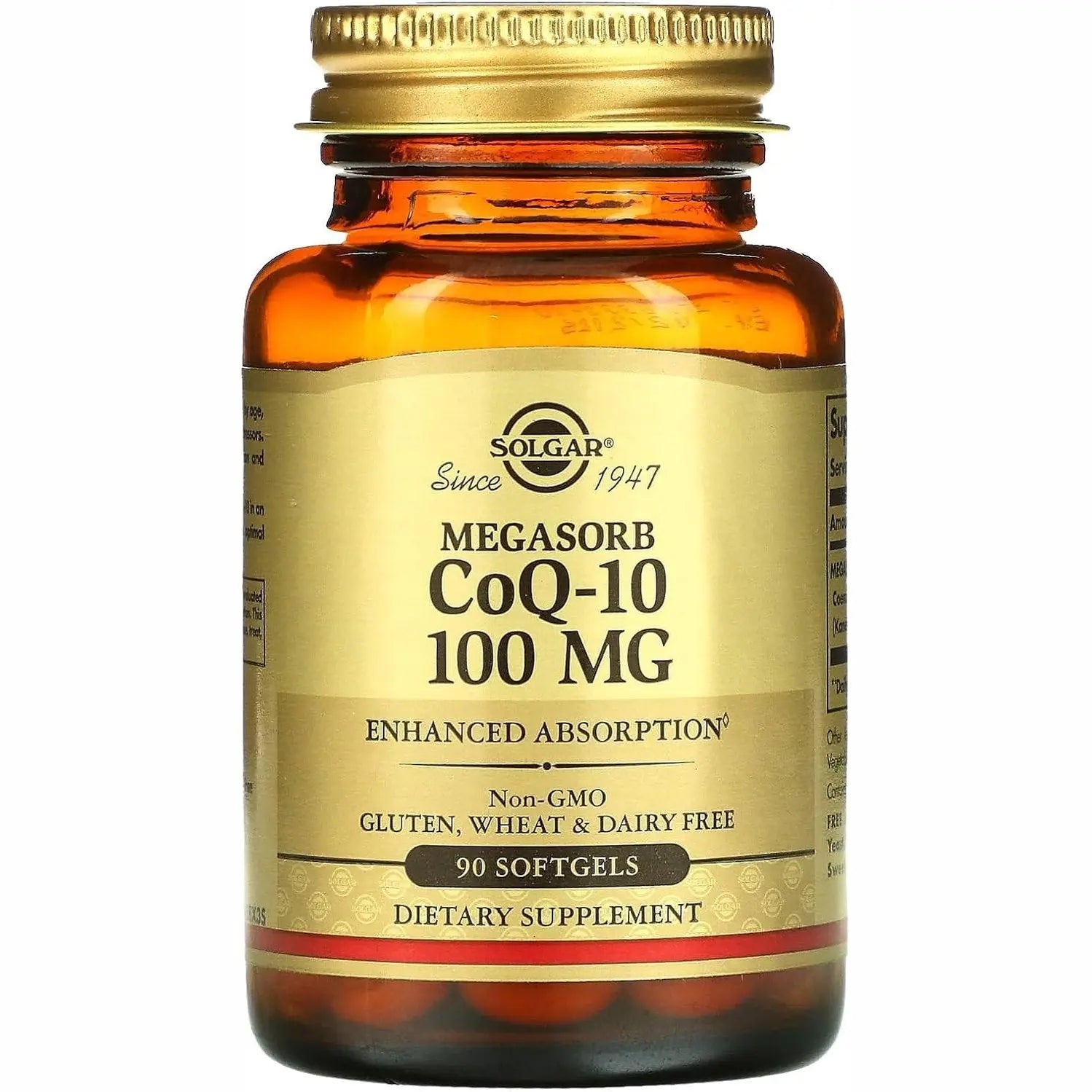 Solgar Megasorb CoQ-10 100 mg, 90 Softgels - Supports Healthy Aging - Coenzyme Q10 Supplement - Enhanced Absorption - Non-GMO, Gluten Free, Dairy Free - 90 Servings