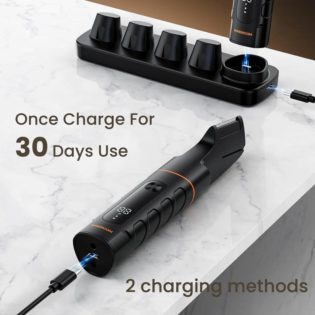 USB rechargeable men's trimmer with 30-day battery life