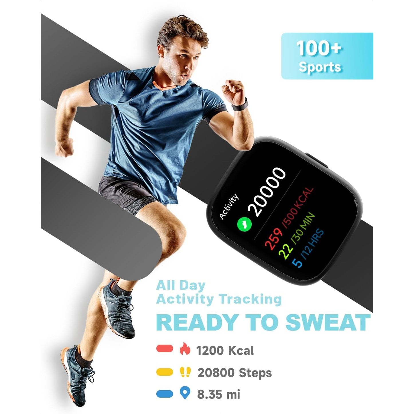 TOOBUR Smart Watch for Women Men, Alexa Built-in, Answer/Make Calls, 1.83" Fitness Tracker Watch with Heart Rate Monitor, Sleep Tracker, Pedometer, IP68 Waterproof Smartwatch Compatible Android iOS