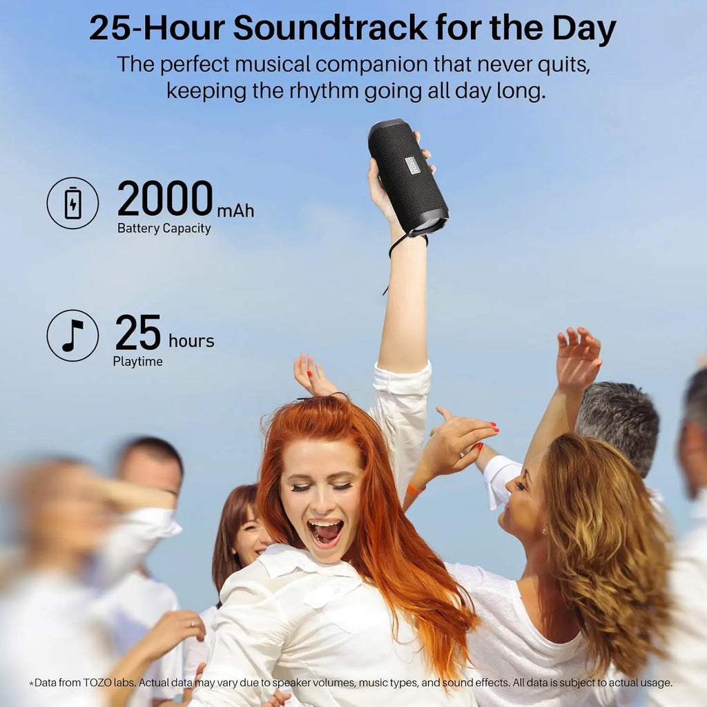 TOZO PA2 portable speaker with 25-hour battery life for outdoor use