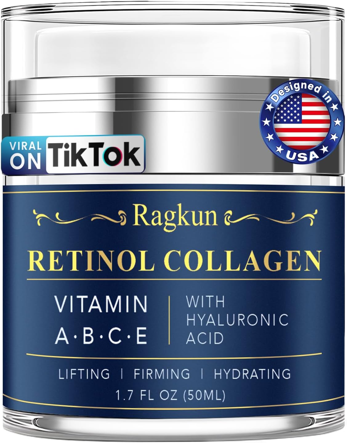 Ragkun Face Moisturizer Retinol Cream - Neck Collagen Creams for Tightening and Firming - Anti Aging Day & Night Facial Moisturizer for Women & Men, Tighten and Lift Wrinkle Cream - 1.7 Fl Oz