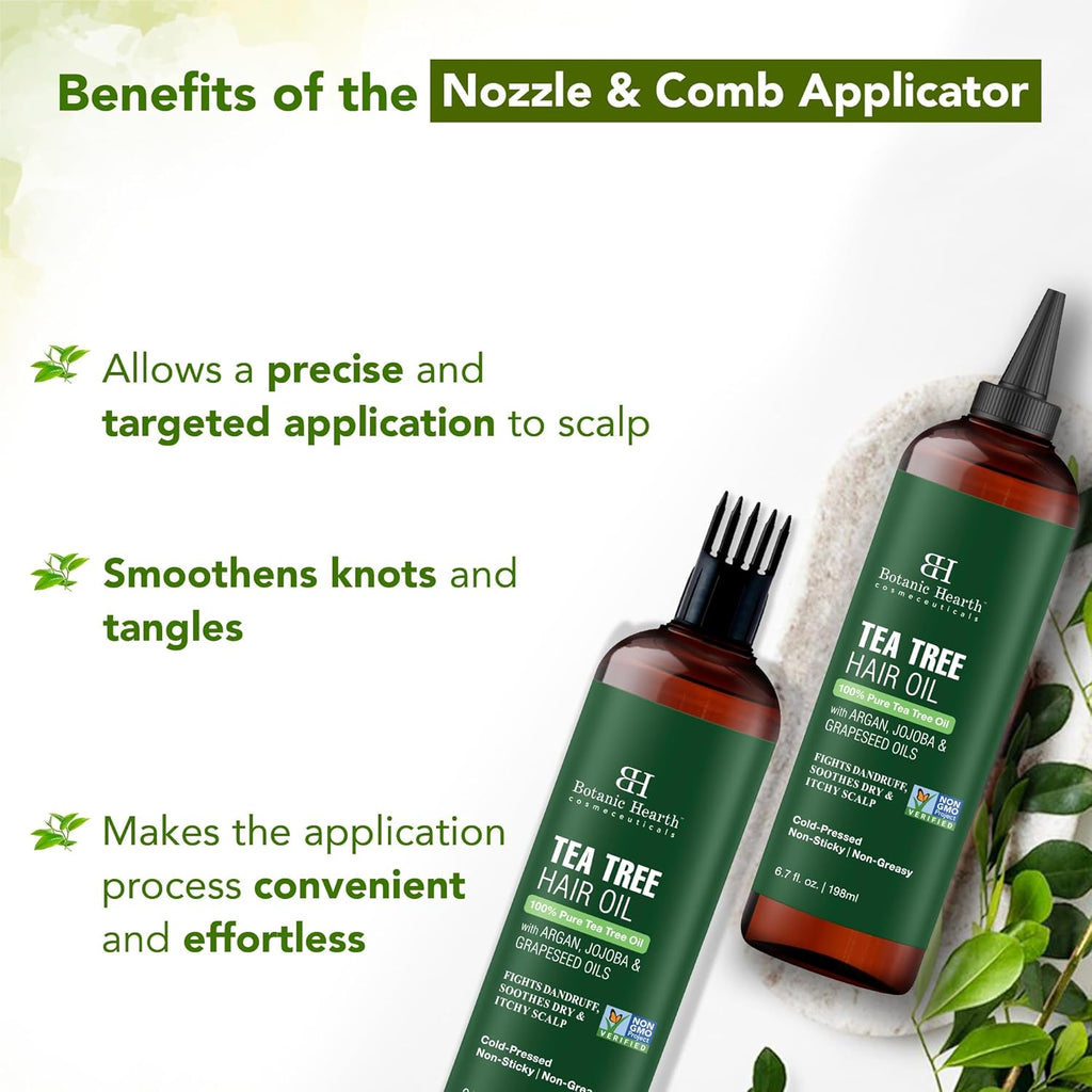 Botanic Hearth Tea Tree Oil for Hair | 200 ML |With Argan, Jojoba & Grapeseed Oils | Soothes Itchy Scalp & Fights Dandruff | Non GMO Verified |