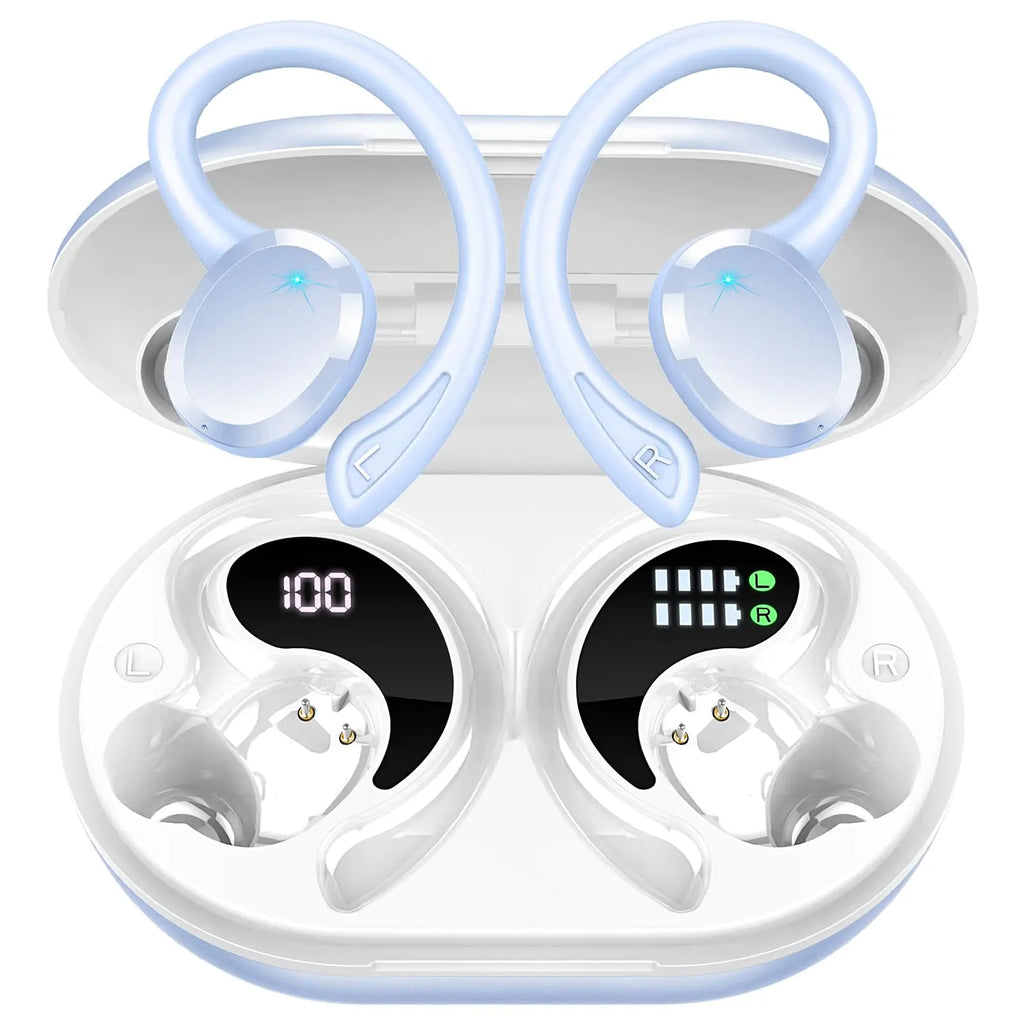 Wireless Earbuds, Bluetooth 5.3 Headphones with 4 ENC Noise Cancelling Mic, 75H Wireless Headphones In Ear Stereo Sound Deep Bass, 2024 Bluetooth Earphones IP7 Waterproof LED Display for Running, Blue