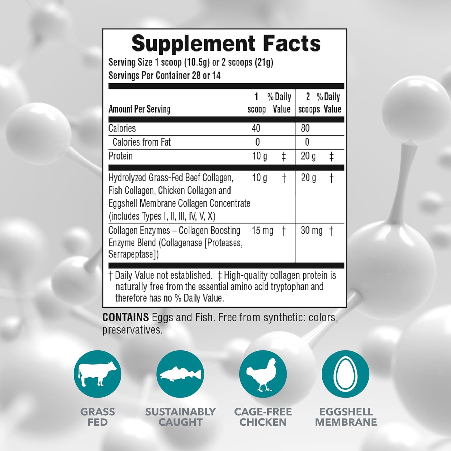 Nature's Plus Collagen Peptides 294 Grams, Contains I, II, III, IV, V & X Type Collagen - For Hair Growth, Soft Skin, Strong Nail, Gut Health, Joint & Muscles Relief