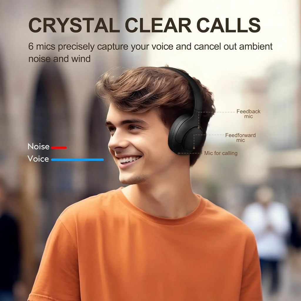 QCY H3 Wireless Bluetooth 5.4 Headphones with Hybrid Active Noise Cancellation, Hi-Res Audio, 60 Hours Playtime, Foldable Over Ear Headphones Compatible with iOS/Android