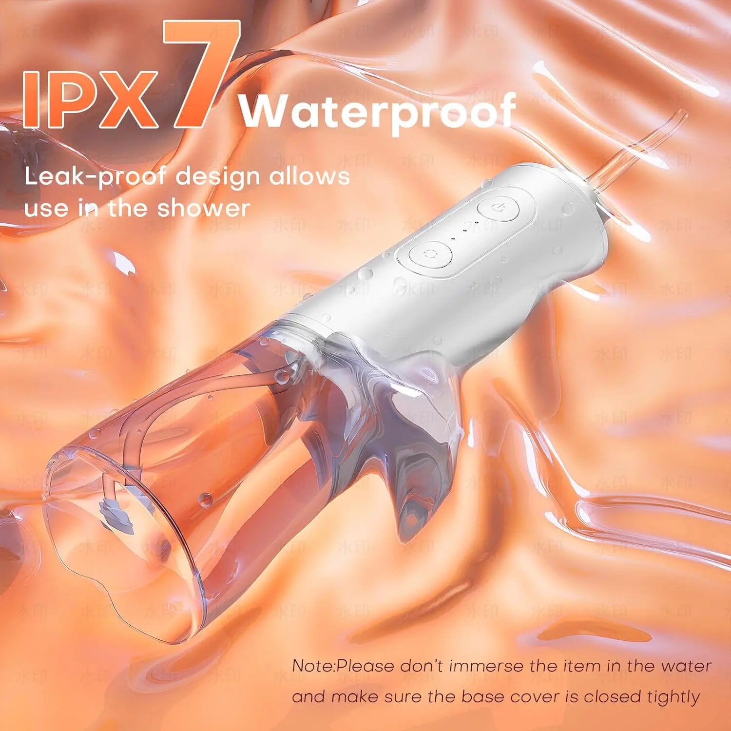 Water Dental Flosser - Portable Cordless Oral Irrigator 300ML, Rechargeable IPX7 Waterproof Irrigation Cleaner for Teeth Cleaning & Flossing, Travel & Home Use