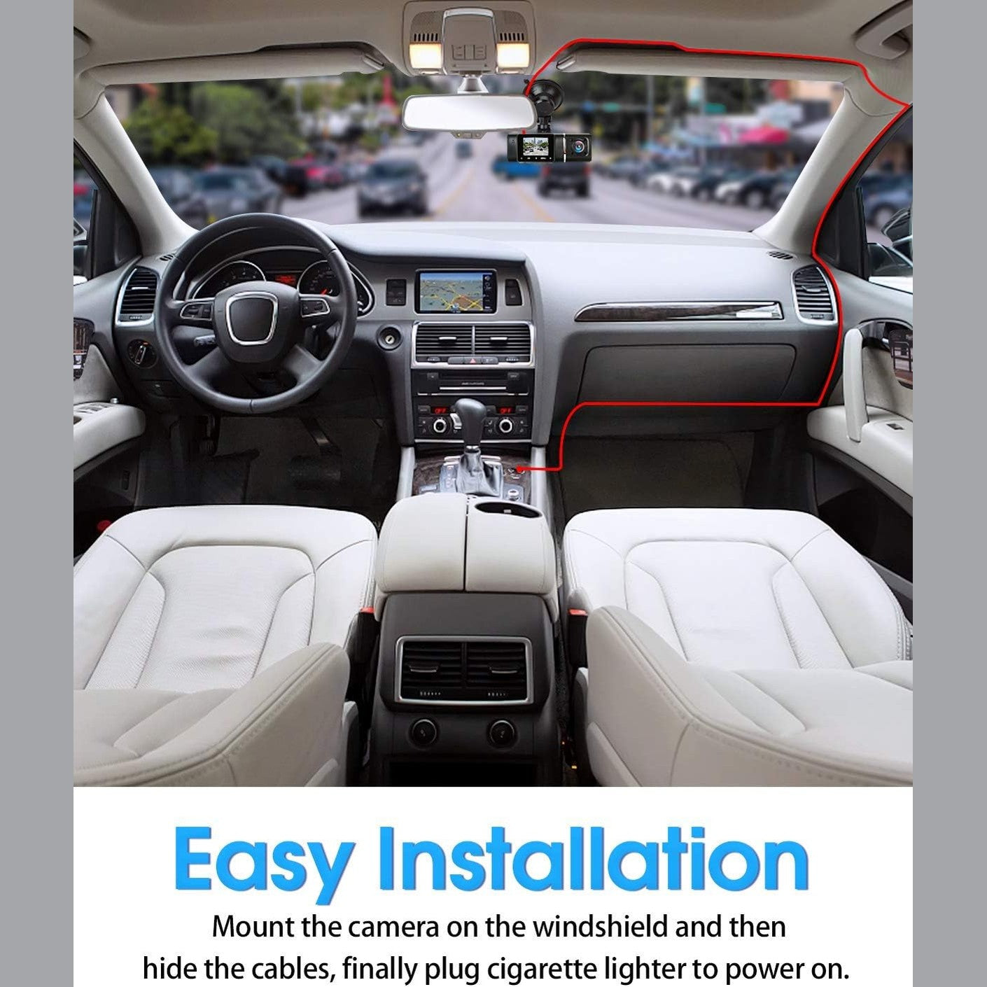 abask J05 Dash Cam Car 1080P Dash Cam Front Interior with 32GB SD Card, 310° Wide Angle View, Car Camera with Parking Monitoring, Motion Detection, Infrared Night Vision, G-Sensor, Loop Recording,