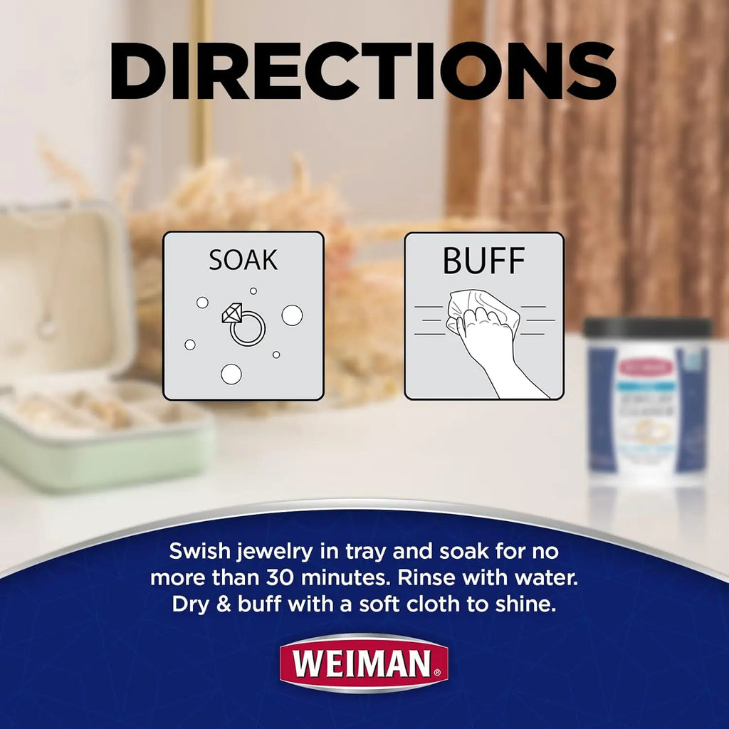 Weiman Jewelry Cleaner Liquid – Restores Shine and Brilliance to Gold, Diamond, Platinum Jewelry and Precious Stones – 7 Ounce