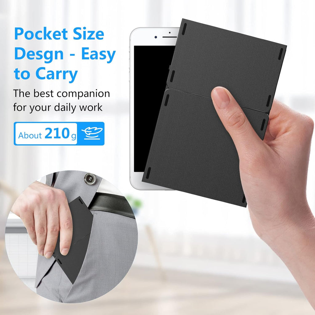 Erkovia Foldable Bluetooth Keyboard, Foldable Wireless Portable Keyboard with Numeric Keypad, USB-C Rechargeable for iOS, Android, Windows System Laptop Tablet Smartphone Device (Not Full Size)