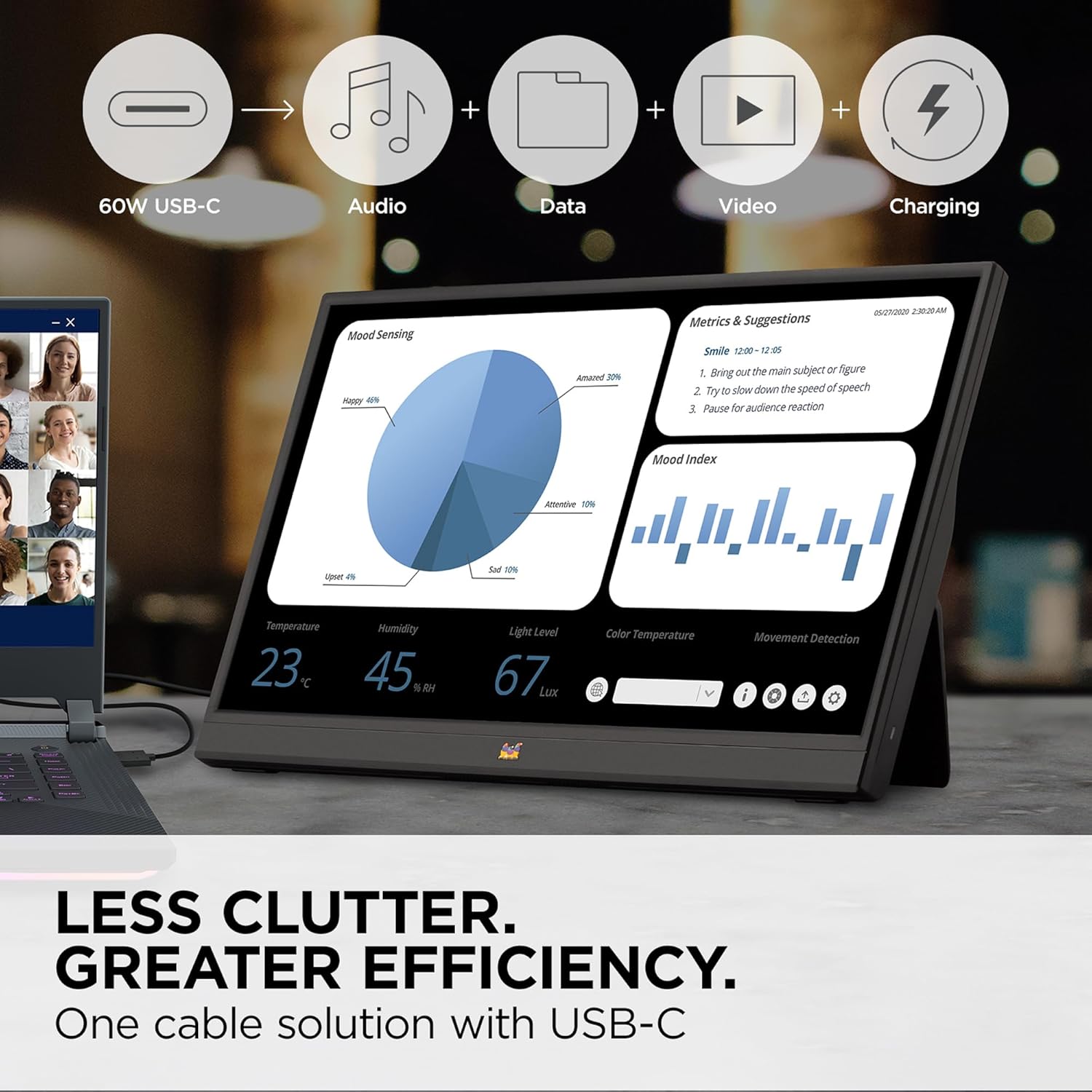 ViewSonic VA1655 15.6 Inch Portable Monitor (Full HD, IPS Panel, Mini HDMI, 2x USB-C for Raspberry Pi/Xbox/PS4/PS5, Speaker), Black