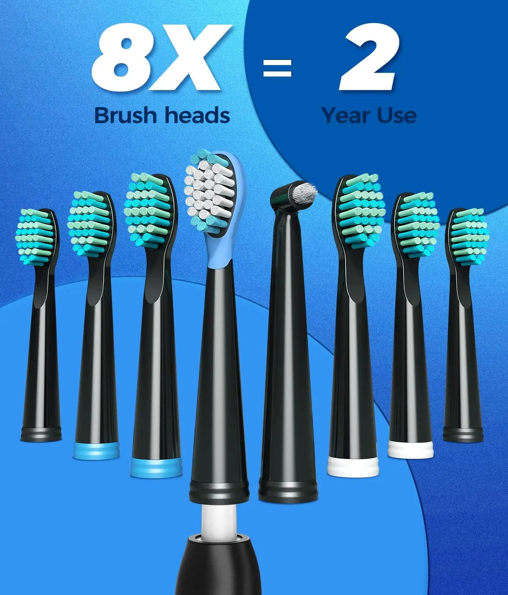 Adult Electric Toothbrush with Travel Case, Electric Toothbrush with 8 Brush Heads, 40,000 VPM Deep Cleaning, 5 Modes, Rechargeable Toothbrushes