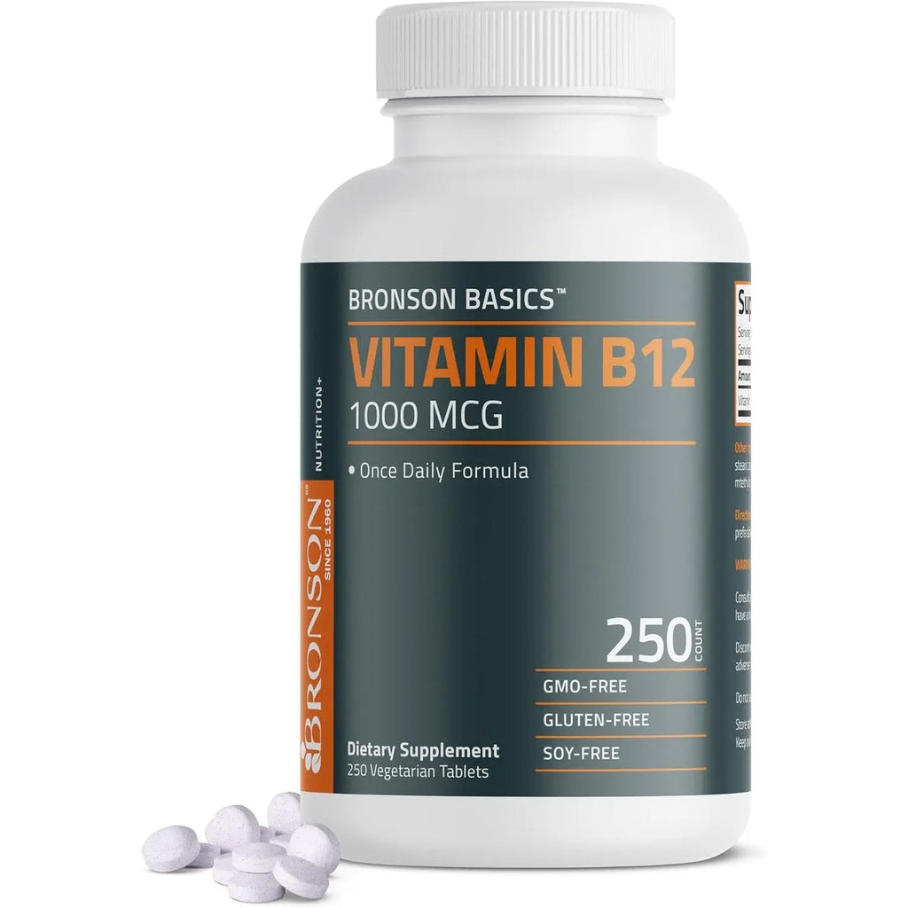 Bronson Vitamin B12 1000mcg Once Daily Formula Non-GMO, 250 Vegetarian Tablets