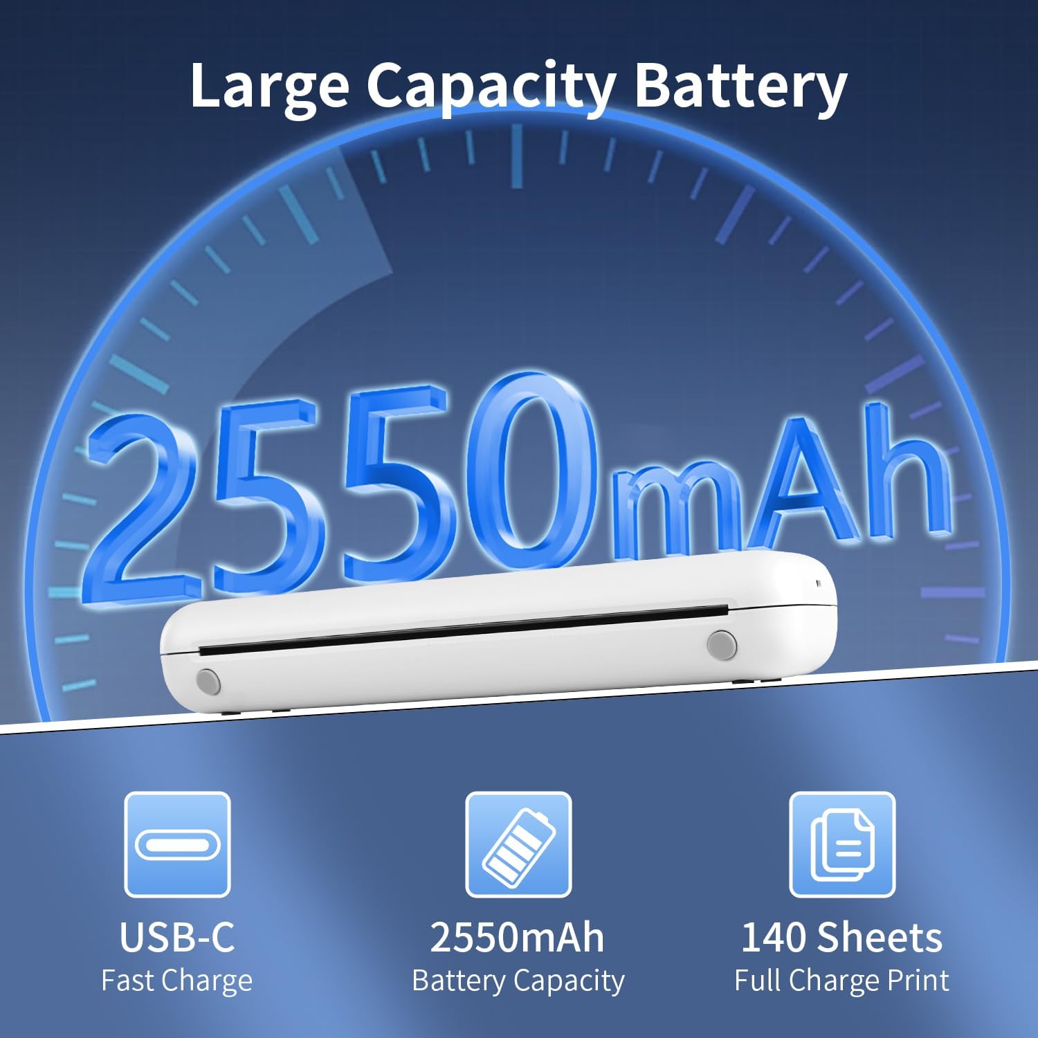 Rongta Portable Printers Wireless for Travel, 300DPI WiFi & Bluetooth Mobile Thermal Inkless Printer for School/Office/Home Use, Compatible with Android,iOS & Laptop (White)