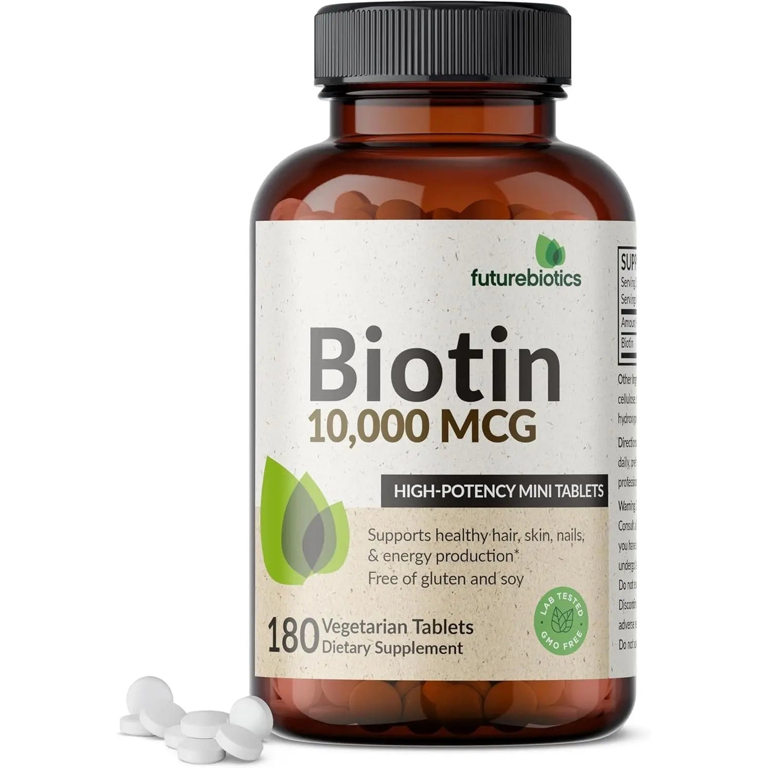 Futurebiotics Biotin 10,000 MCG mini tablets 180 count with loose pills