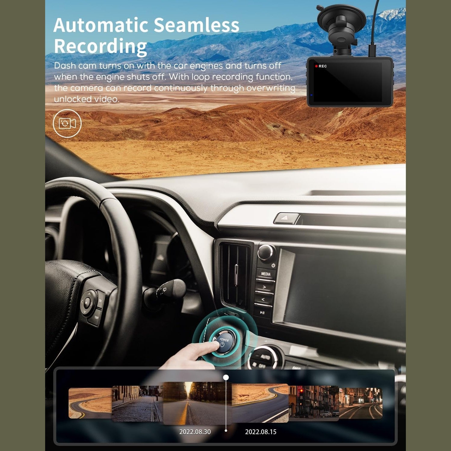 iZEEKER 2.5K Dash Cam, 1440P QHD Car Camera with Free 32GB Card, 3" IPS Display, Night Vision, WDR, 170°Wide Angle, Loop Recording, G-Sensor Emergency Recording, 24H Parking Mode, Type C