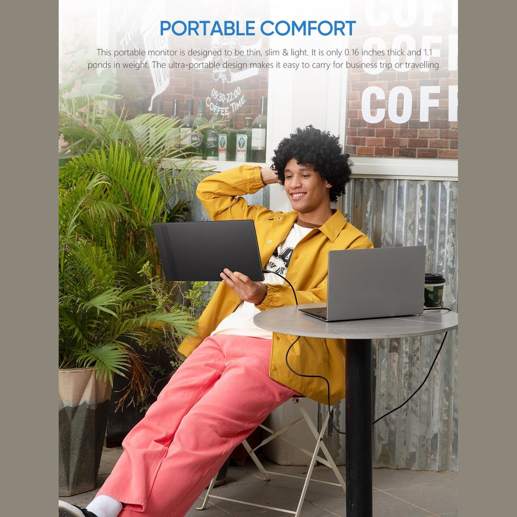 ARZOPA Portable Monitor Kickstand, 14.0" Ultra Slim Portable Laptop Monitor FHD 1080P External Display with Dual Speakers Second Screen for Laptop PC Phone Xbox PS4/5 Switch - A1S