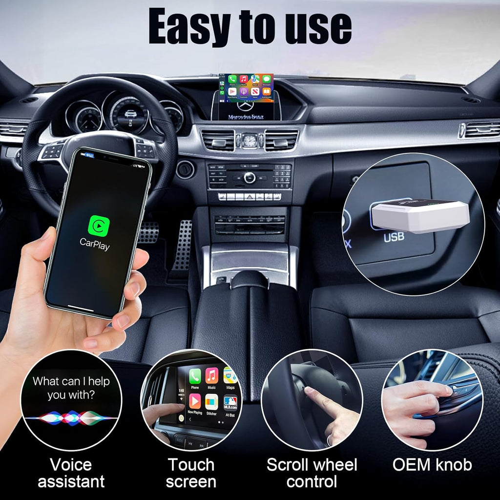 PWAYTEK Wireless CarPlay Adapter 2025 for iPhone – Convert Wired to Wireless CarPlay, 5GHz WiFi & Bluetooth 5.0, Plug & Play, Auto-Connect, Compatible with Cars 2016+ & iOS 10+