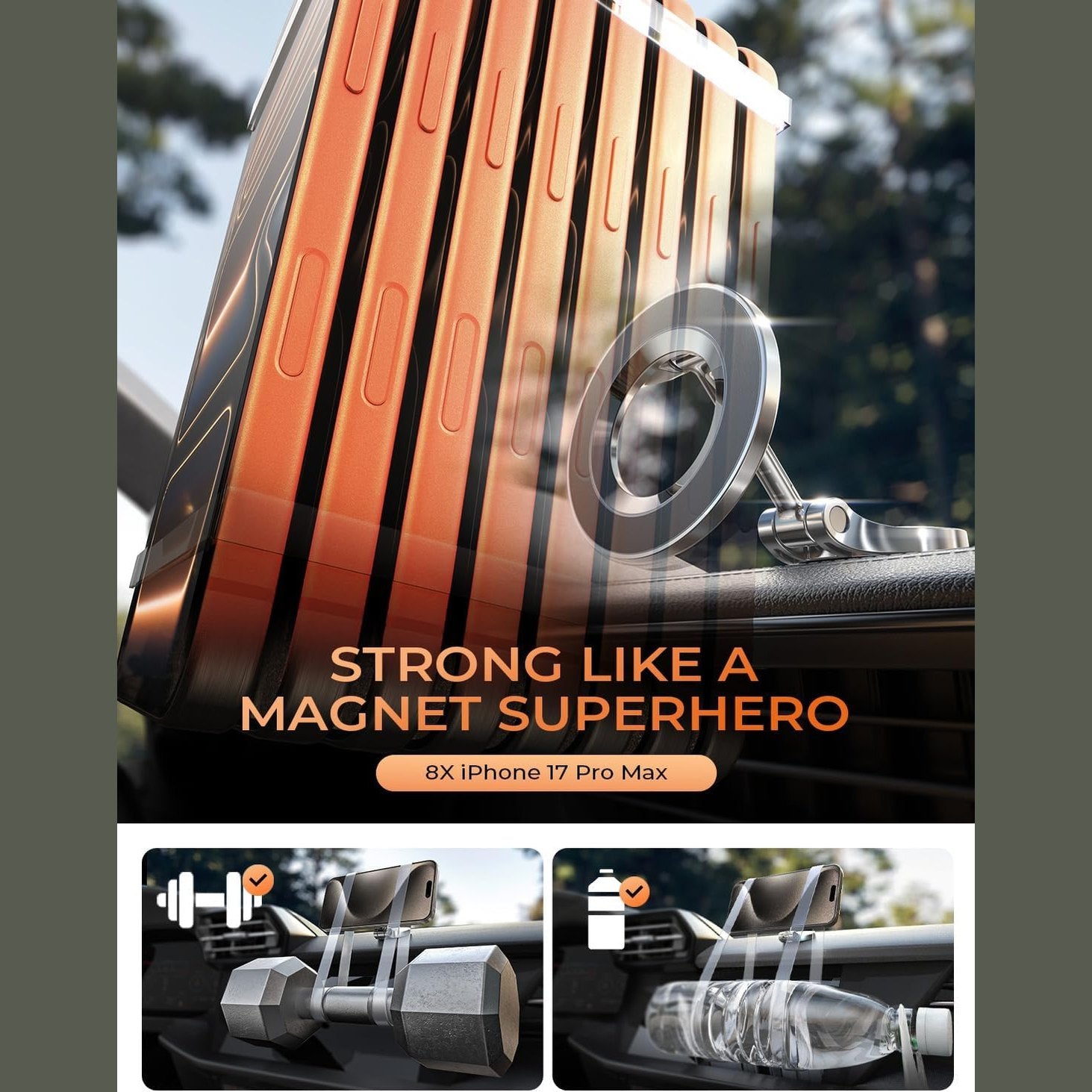 LISEN Ultra Magnetic Car Phone Holder, for MagSafe Car Mount, Car Accessories Gifts for Men, MagSafe Car Stocking Stuffers Magnet Holder Women, Fit for iPhone 16, 15, 14, 13, Series and MagSafe Case