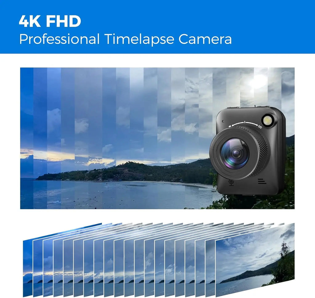 Dsoon Time Lapse Camera, 4K FHD Timelapse Camera Outdoor, Waterproof Level IP66, for Record Outdoor Construction, Weather, Plant, 6 Month Battery Life, 64 GB TF Card Included