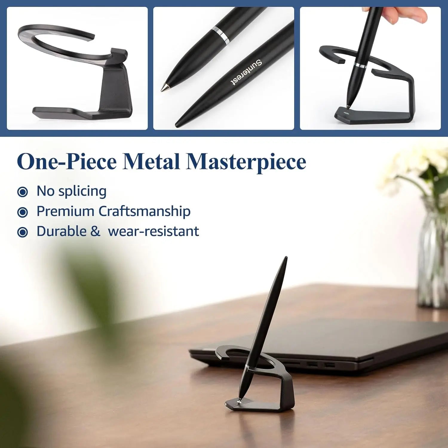 One-piece all-metal black levitating pen with no splicing design