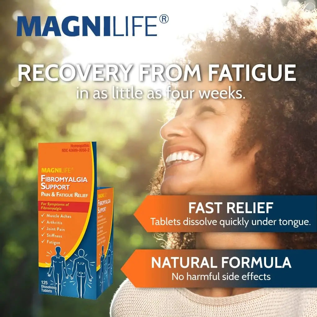 MagniLife Fibromyalgia Support, 125 Count, Homeopathic Pain Reliever for Arthritis, Muscle Aches, Weakness & Sensitivity, Targeted Pain & Stiffness Relief, Quick-Dissolving Fast-Acting Tablets