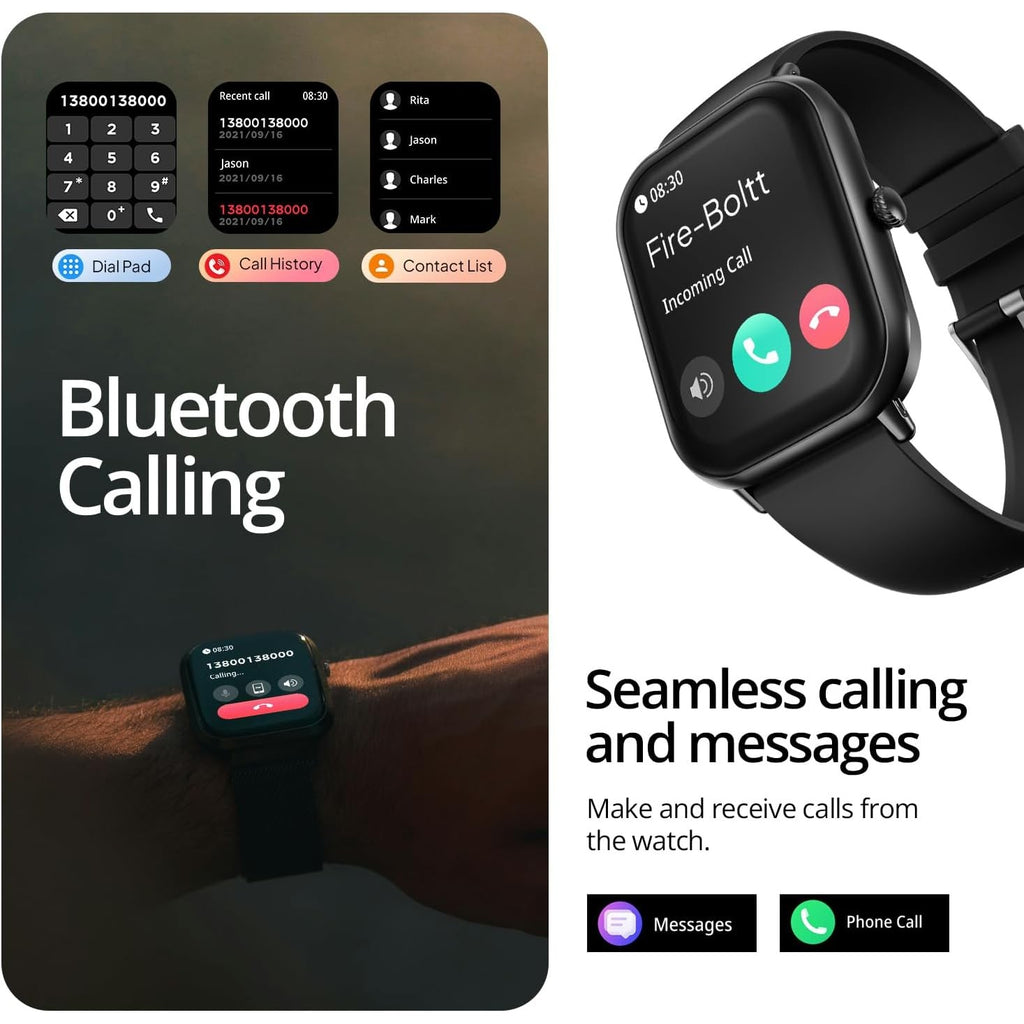 Fire-Boltt Ninja Call Pro Max 51.05mm (2.01 inch) Display Smart Watch, Bluetooth Calling, 120+ Sports Modes, Health Suite, Voice Assistance (Black)