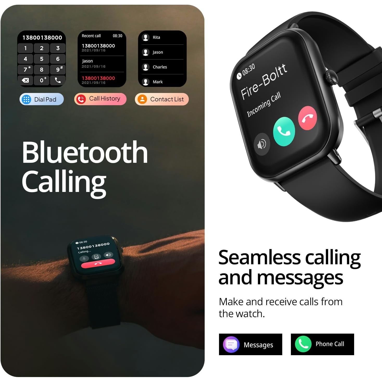 Fire-Boltt Ninja Call Pro Max 51.05mm (2.01 inch) Display Smart Watch, Bluetooth Calling, 120+ Sports Modes, Health Suite, Voice Assistance (Black)