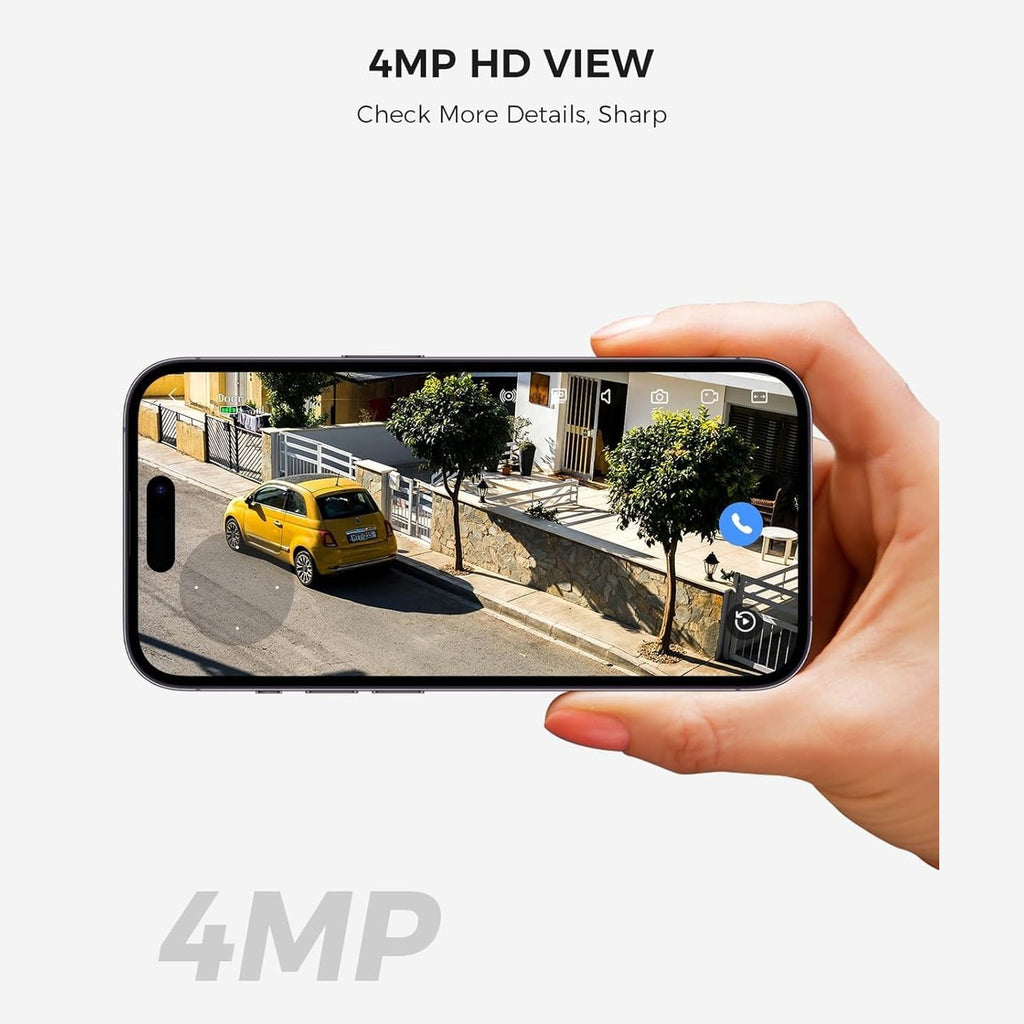 Hiseeu Solar Camera Outdoor, 4MP Wireless Battery Camera, PTZ 360° View, PIR Motion Detection, Color Night Vision, IP66, 2-Way Audio, 2.4G WiFi…