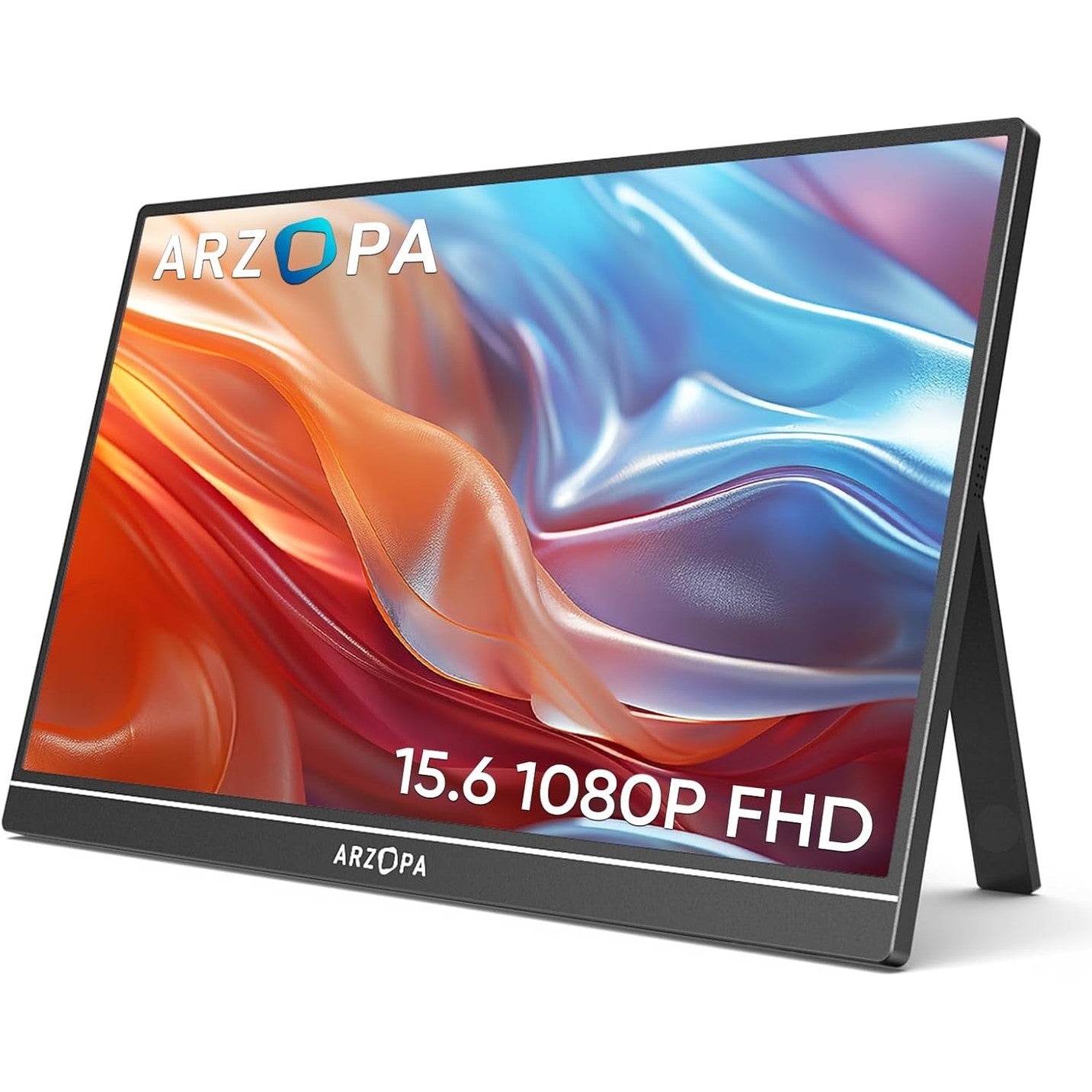 ARZOPA Portable Monitor, 15.6" 1920×1080 FHD IPS Portable Monitor for Laptop with Single-rod, Support HDMI/Type-C/USB-C, Eye Protection Gaming Screen for Laptop/PC/Mac/PS3/4/5/Xbox