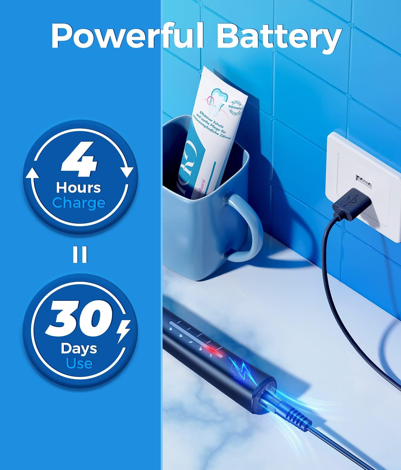 Adult Electric Toothbrush with Travel Case, Electric Toothbrush with 8 Brush Heads, 40,000 VPM Deep Cleaning, 5 Modes, Rechargeable Toothbrushes