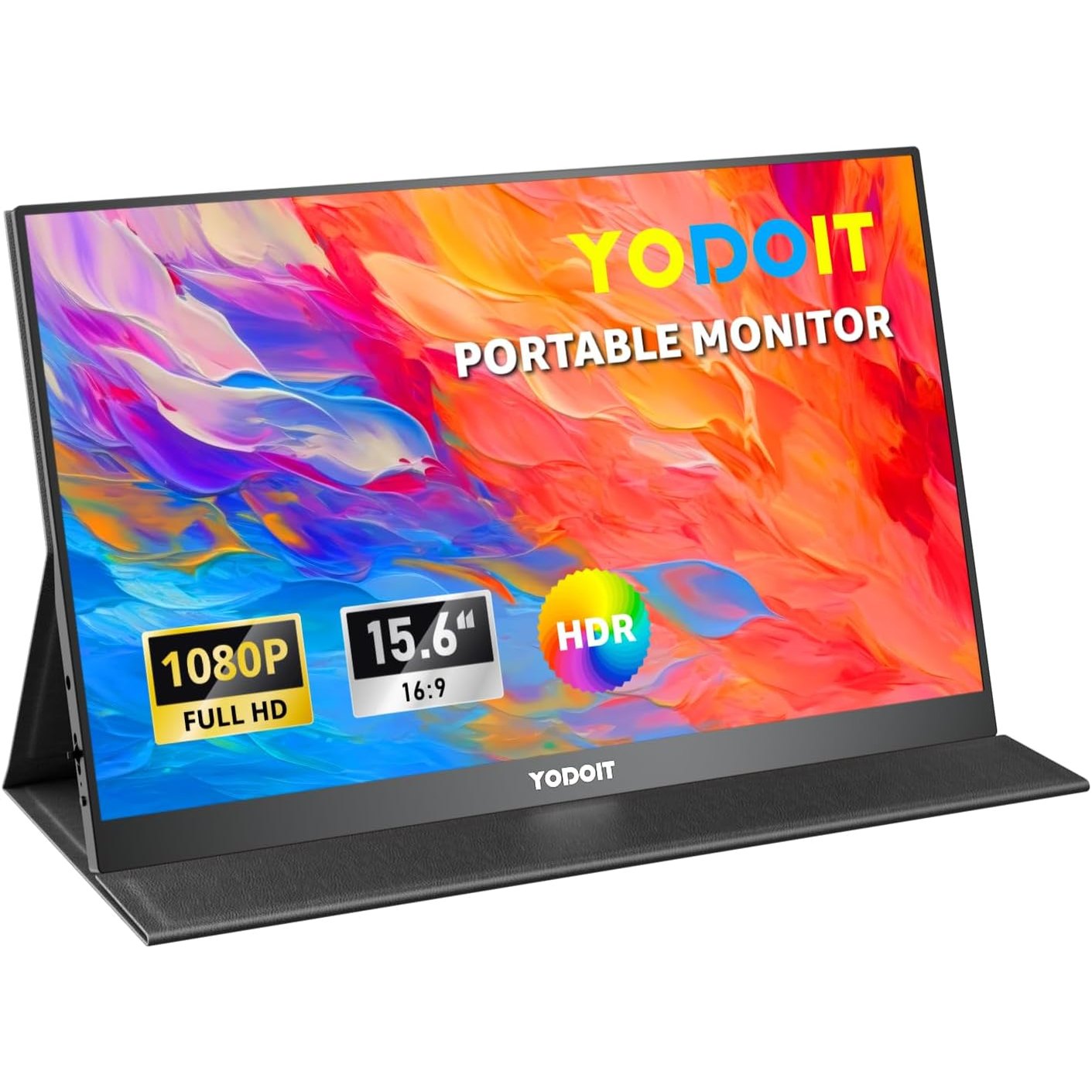 Yodoit Portable Monitor for Laptop 1920×1080 15.6" FHD Travel Monitor Screen IPS Display with USB Type C Port and Built-in Speakers with Cover Monitor Compatible with PC, MacBook, Xbox (Black)