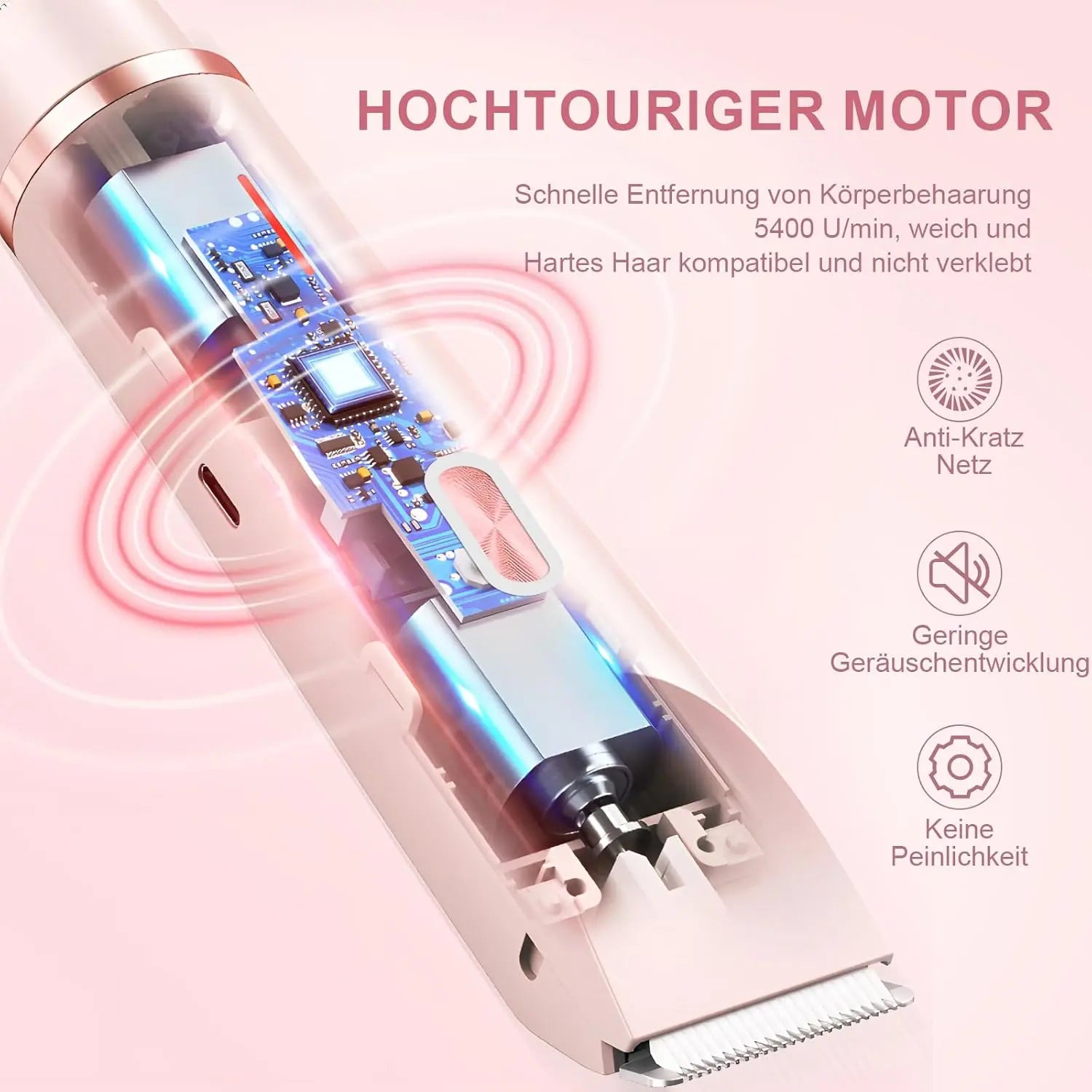 Intimate Shaver for Women, 2-in-1 Dual Head Shaver with USB-C Charging, Women's Shaver Electric for Face, Legs and Arms, Women's Razor with Waterproof Trimmer Head, Easy to Clean