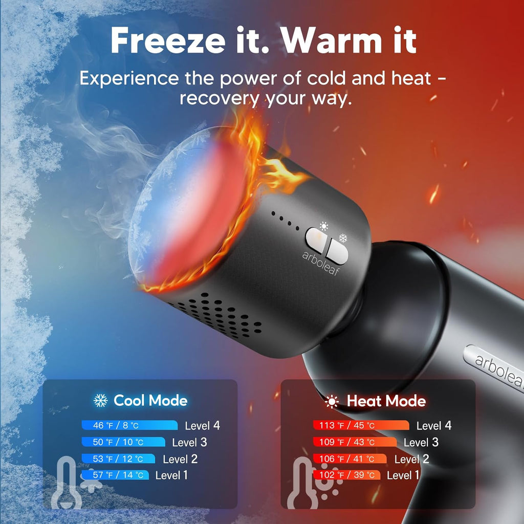 Massage Gun with Heat and Cold, arboleaf 6 Speeds Muscle Massage Gun Deep Tissue with Case
