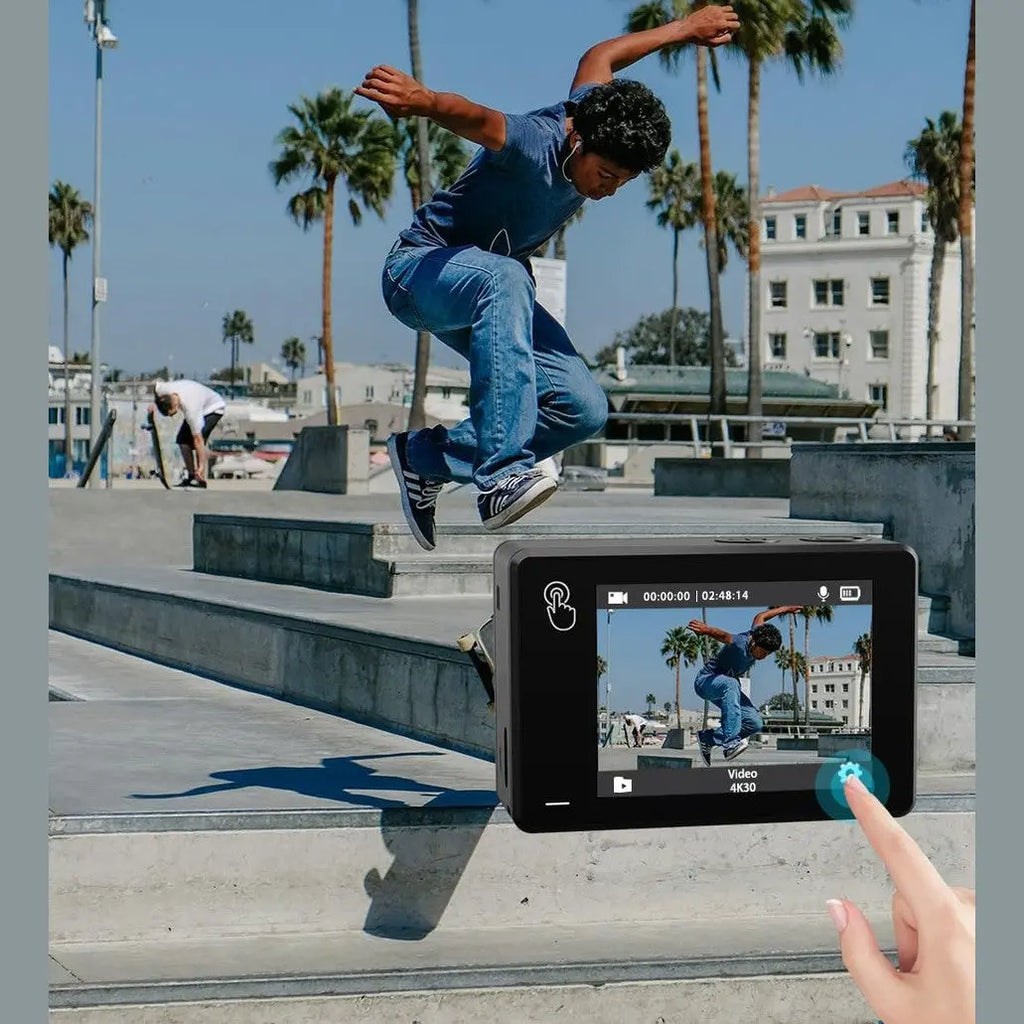 Apexcam 4K 60FPS Dual Screen Action Camera HD 48MP Sports Camera Water Resistant 40M Underwater Camera WiFi 170° Wide Angle