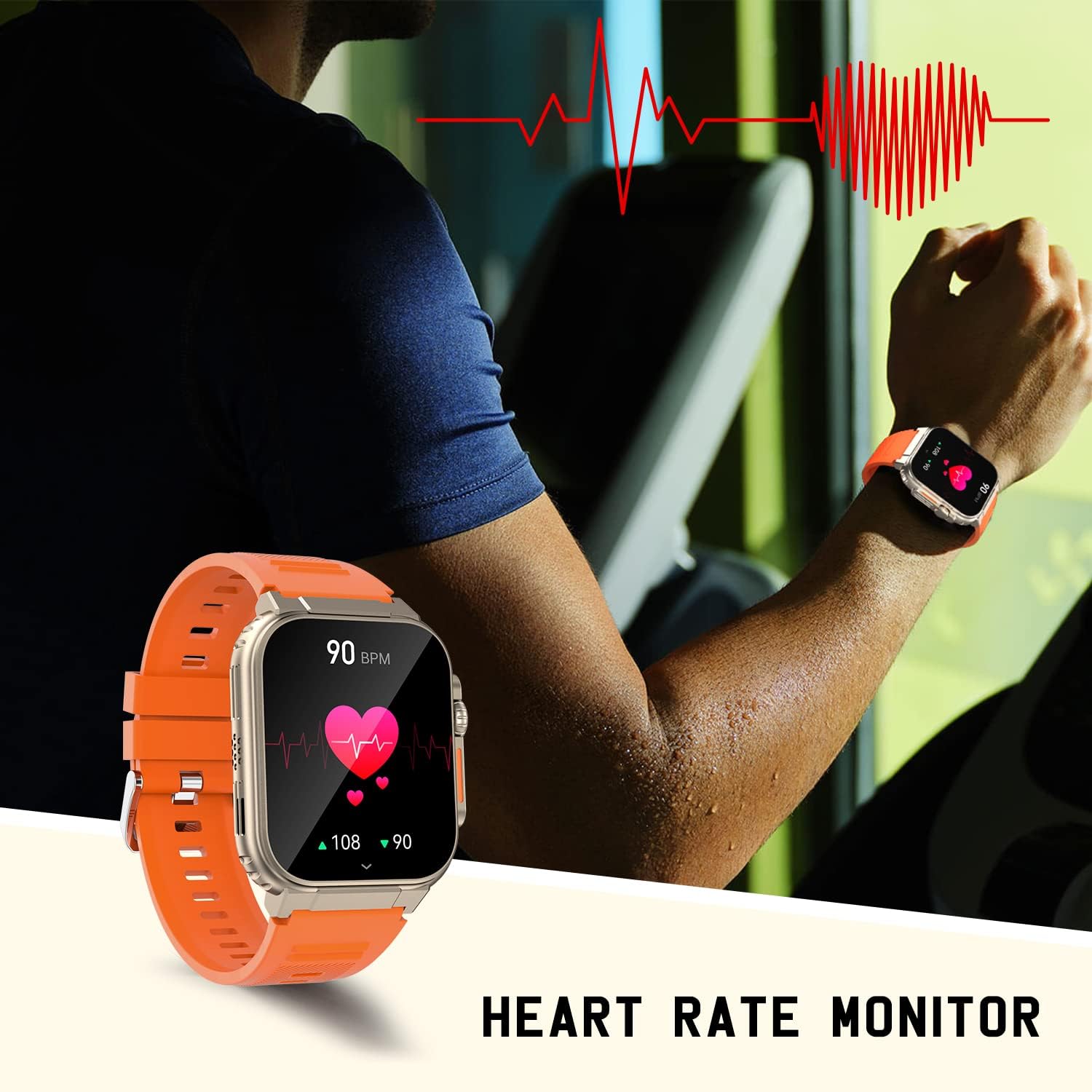 Smart Watch ultra For Men make answer Calls, 2.0'' HD Screen out doors sport fitness tracker with Heart Rate / Sleep Monitor,Music Storage, 600mah battery, for android phones compatible with Iphone