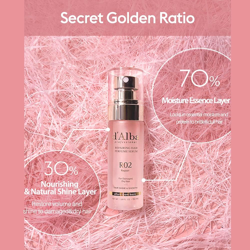 d'alba Piedmont Italian White Truffle Professional Repairing Hair Perfume Serum, protein protection for damaged hair, hair styling, fruity floral scent, protien hair treatment