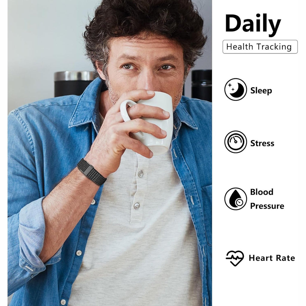 IAMJOY Smart Health Wristband, Wearable Activity & Fitness Tracker for Multi-Sport Mode, All-Day Automatic Continuous Monitoring of Health Data, Improve Sleep, Stress & Wellness, with Free App, Black