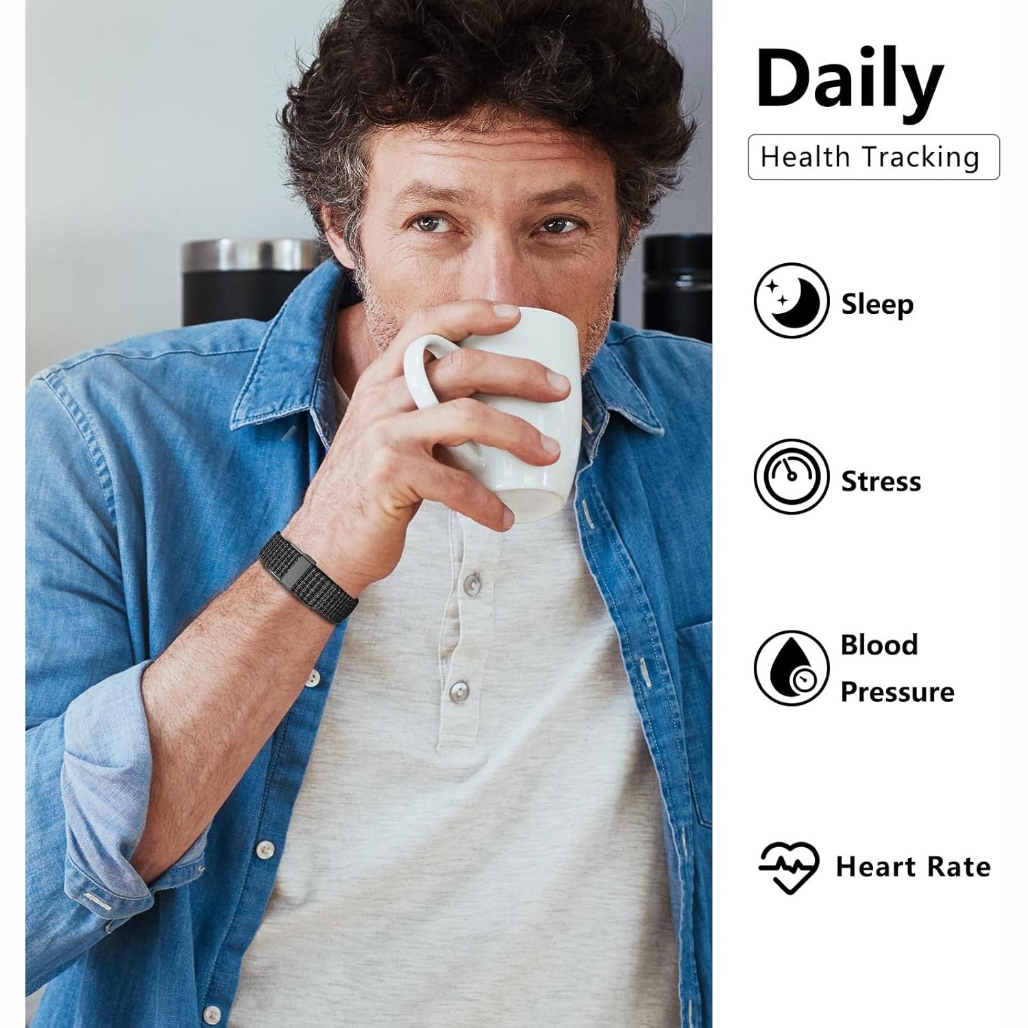 IAMJOY Smart Health Wristband, Wearable Activity & Fitness Tracker for Multi-Sport Mode, All-Day Automatic Continuous Monitoring of Health Data, Improve Sleep, Stress & Wellness, with Free App, Black