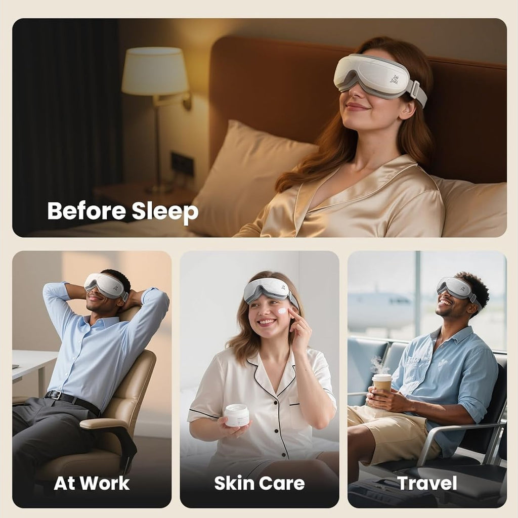 BOB AND BRAD Eye Massager FSA/HSA Eligible, EyeOasis 2 Plus - Eye Massager for Migraines with Remote, Heat, Compression, Music, Heated Eye Massage Mask for Dry Eyes Relief, Improve Sleep, Ideal Gifts