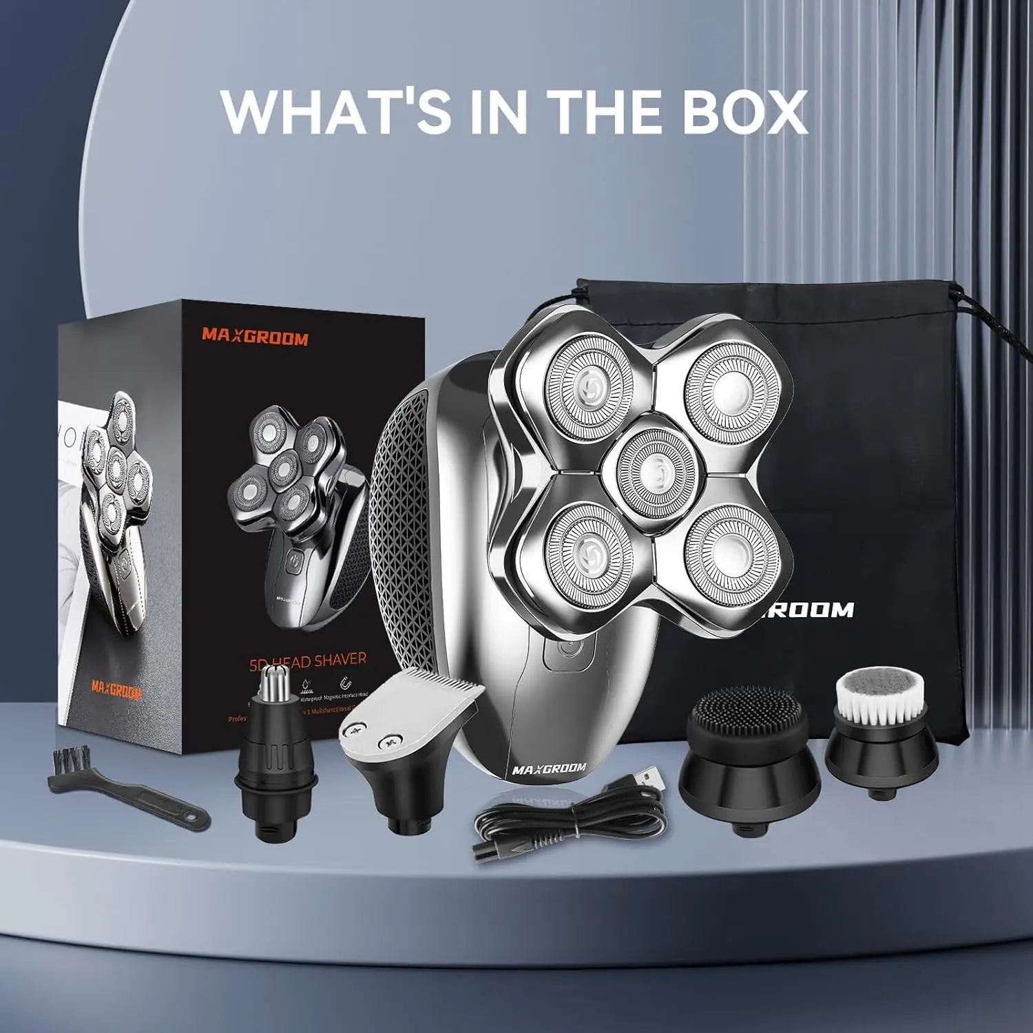 MAXGROOM 5D Floating Head Bald Head Shaver – Precision Grooming, Waterproof, LED Display, Travel Lock, High-Powered Motor. Unlock The Perfect Shave