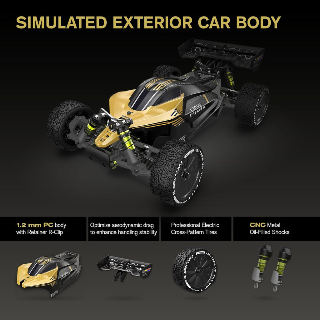 RLAARLO 1/10 Brushless RC Cars, 4×4 Buggy, 50+ MPH, Carbon Fiber, Ages 8+