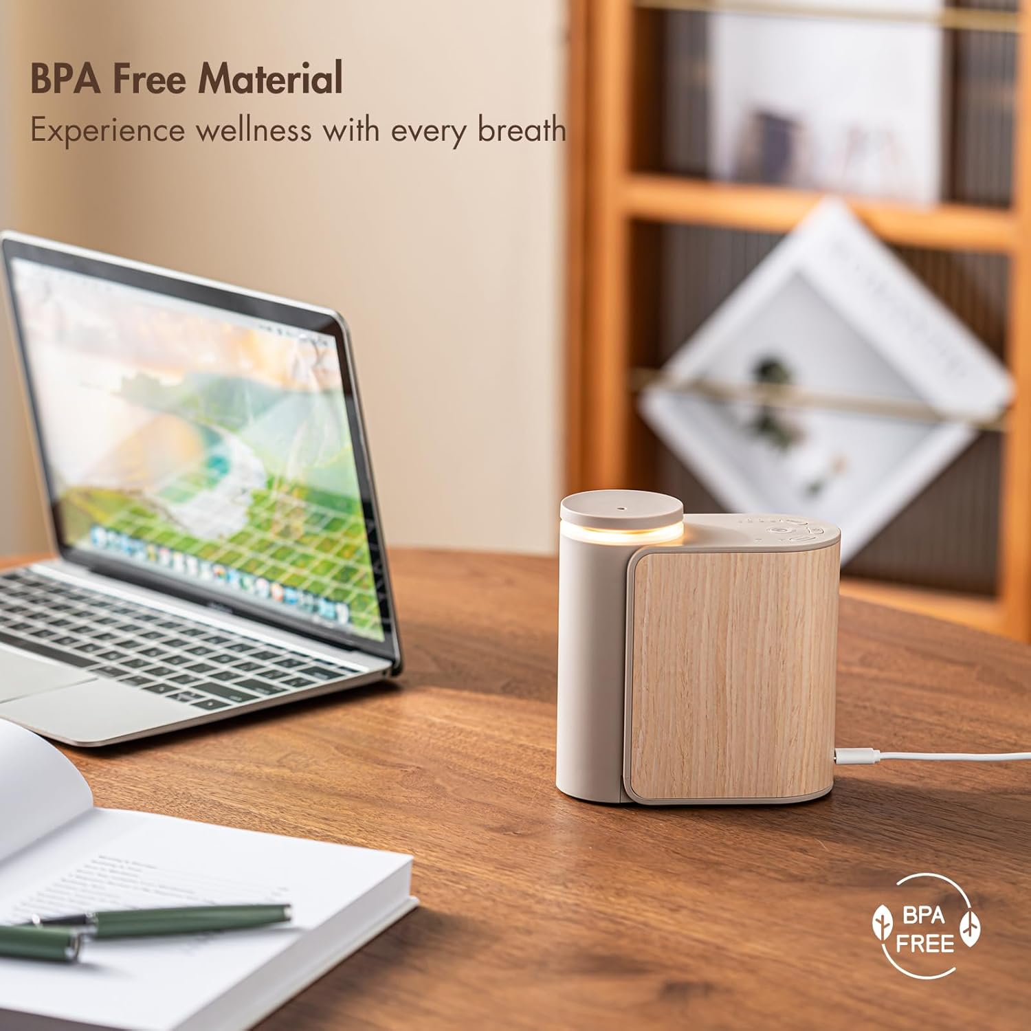 ZMARKRAFT® Waterless Essential Oil Diffuser w Solid Wood Cover 2 Timers 3 Mist Modes, Auto-Off Quiet Dual Fluid Aroma Diffuser, Portable Waterless Scent Diffuser w Lights, Room Decor Aromatherapy Gift