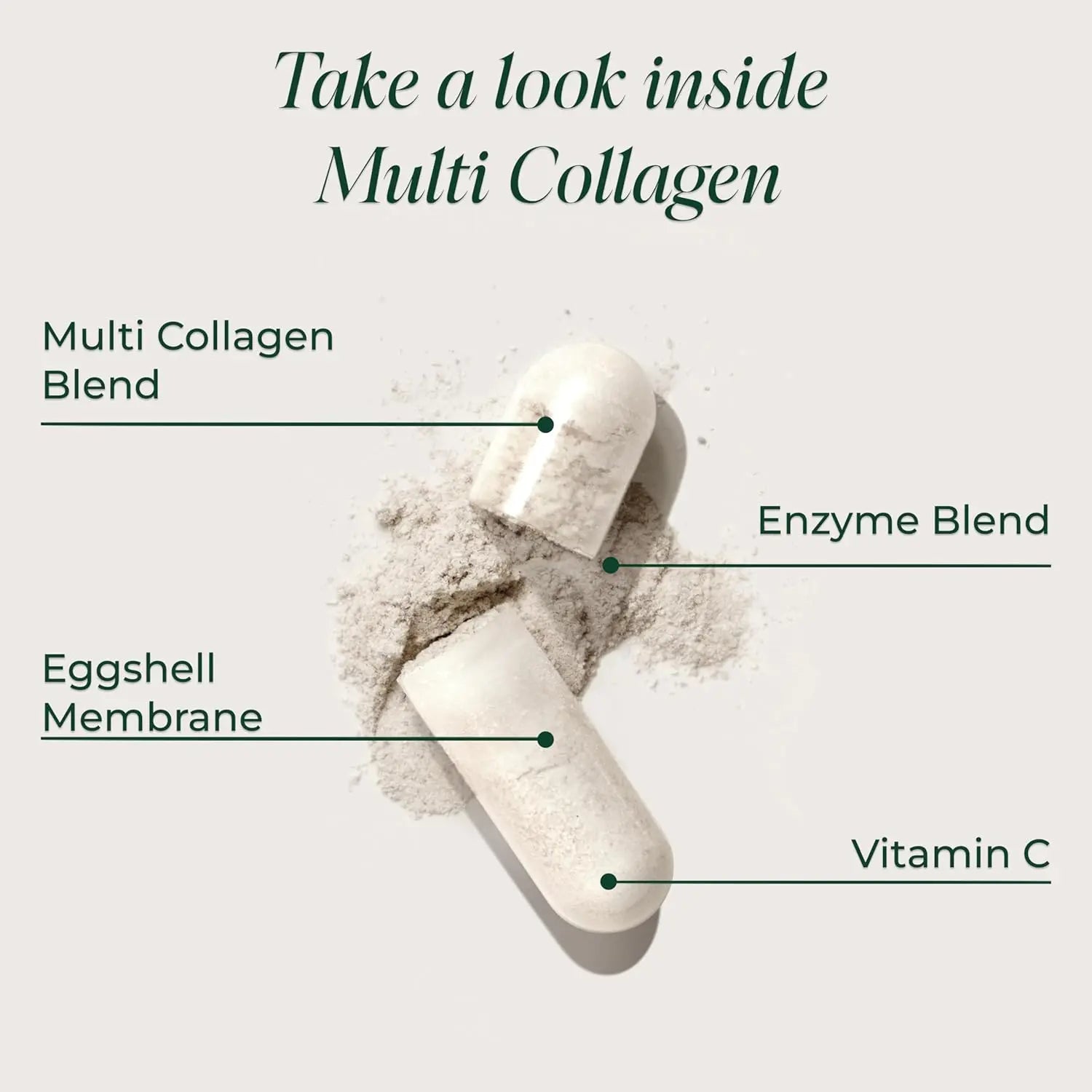 Primal Harvest Multi Collagen Pills for Women and Men (Type I, II, III, V, X) 120 Capsules w/Vitamin C for Hair, Skin, Nails