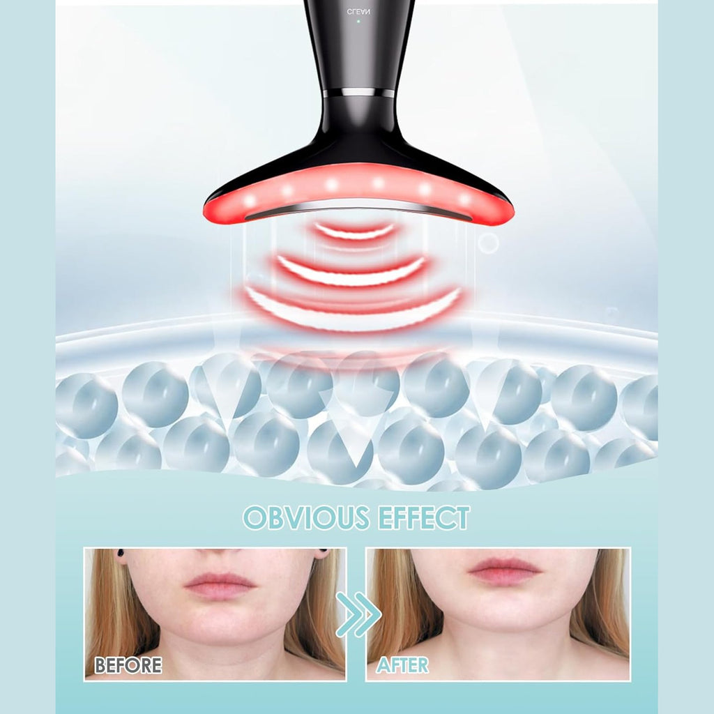 ELISHINE 7 Color Neck Face Massager - Facial Massager Tool for Skin Care at Home, Vibrating Face Massager with Thermals, Black